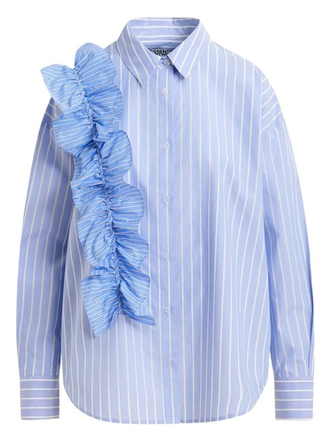 Essentiel Antwerp Ibody ruffle-detail striped shirt - Blue - zdjęcie produktu nr 1