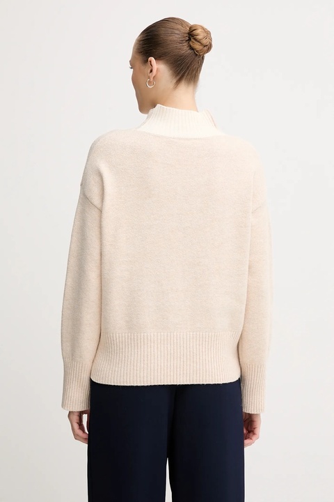 Marc Aurel sweter z domieszką wełny damski kolor beżowy z golfem 8027-8000-82089 - zdjęcie produktu nr 2