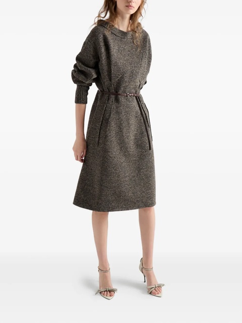 Prada mouliné wool midi dress - Brown - zdjęcie produktu nr 2