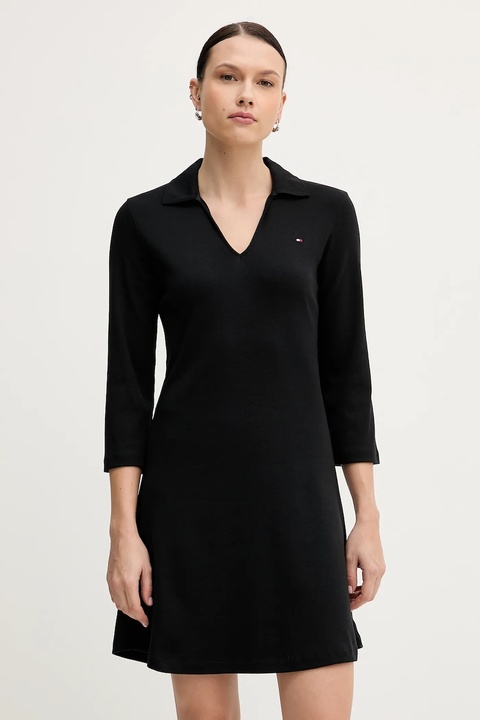 Tommy Hilfiger sukienka bawełniana kolor czarny mini rozkloszowana WW0WW47868 - zdjęcie produktu nr 1