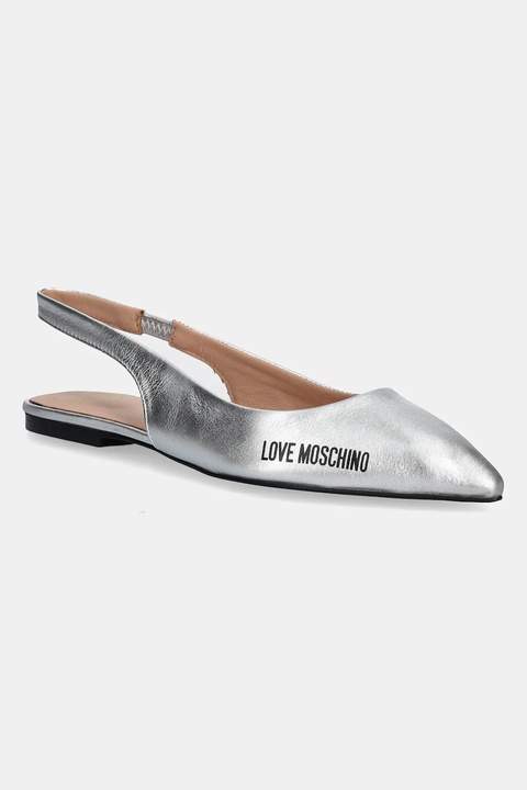 Love Moschino baleriny skórzane kolor srebrny z odkrytą piętą JA11021G1MIF0902 - zdjęcie produktu nr 1