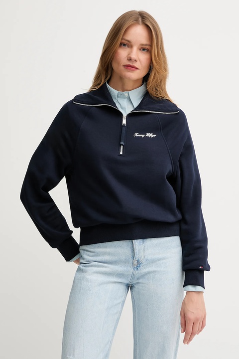 Tommy Hilfiger bluza damska kolor granatowy gładka WW0WW46632 - zdjęcie produktu nr 1