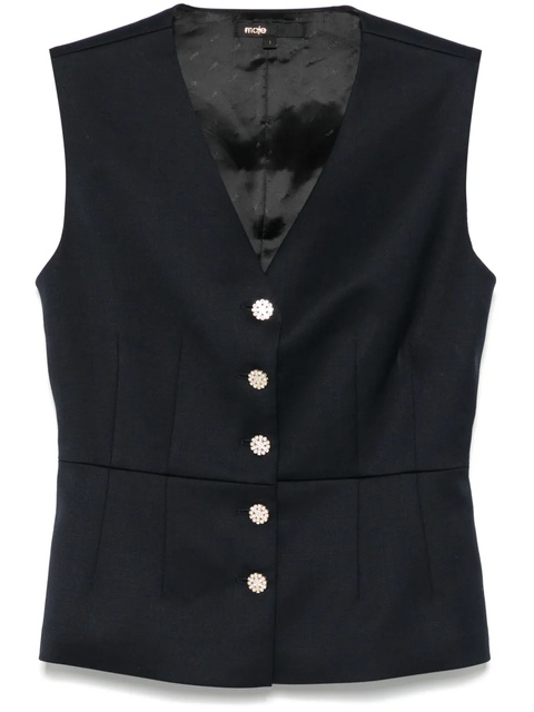 Maje V-neck waistcoat - Blue - zdjęcie produktu nr 1