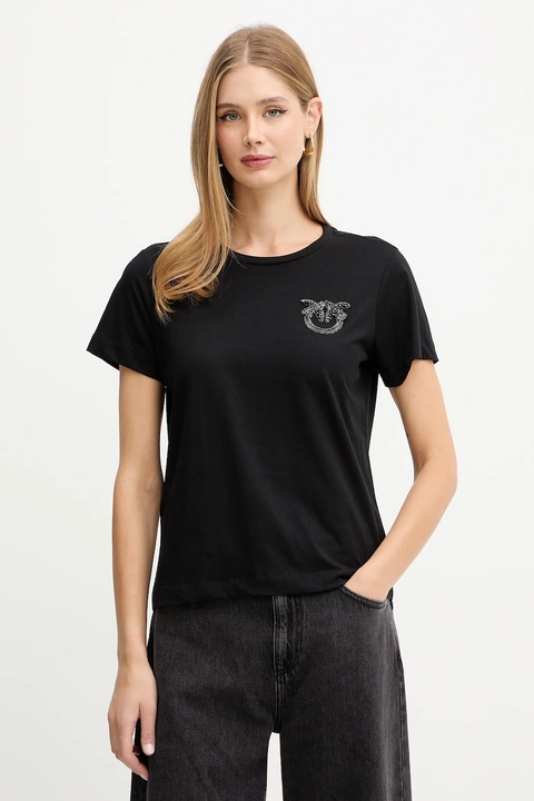 Pinko t-shirt bawełniany damski kolor czarny 103320 A2RN - zdjęcie produktu nr 1