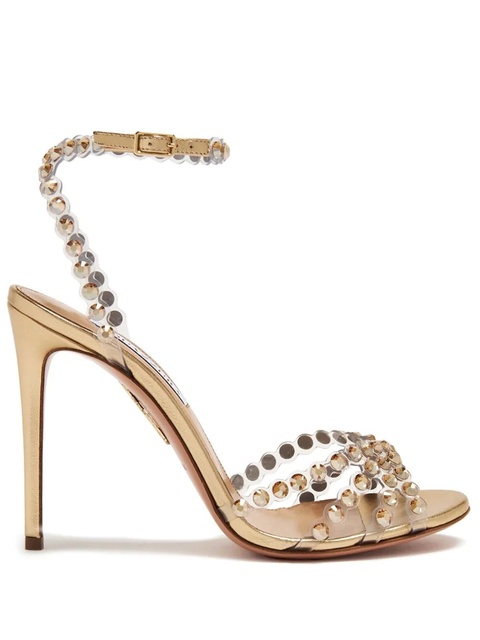 Aquazzura Tequila 105mm crystal-embellished sandals - Neutrals - zdjęcie produktu nr 1