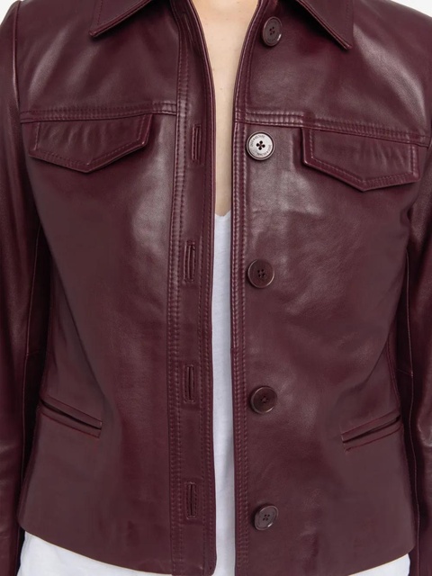 Zadig&Voltaire button-fastening flap-pocket leather jacket - Red - zdjęcie produktu nr 2