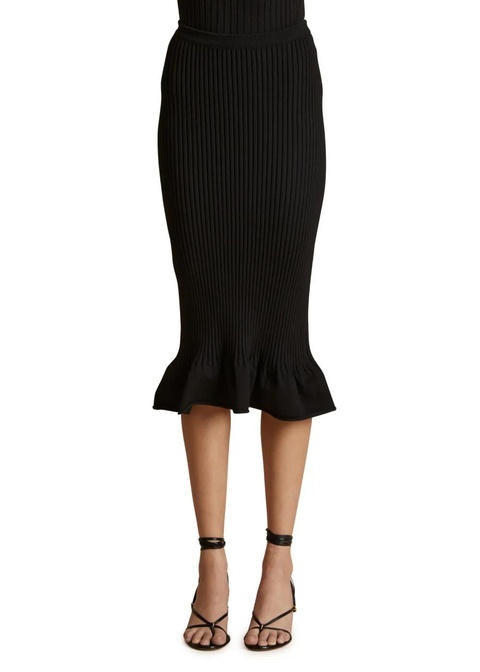 KHAITE ruffled midi skirt - Black - zdjęcie produktu nr 2