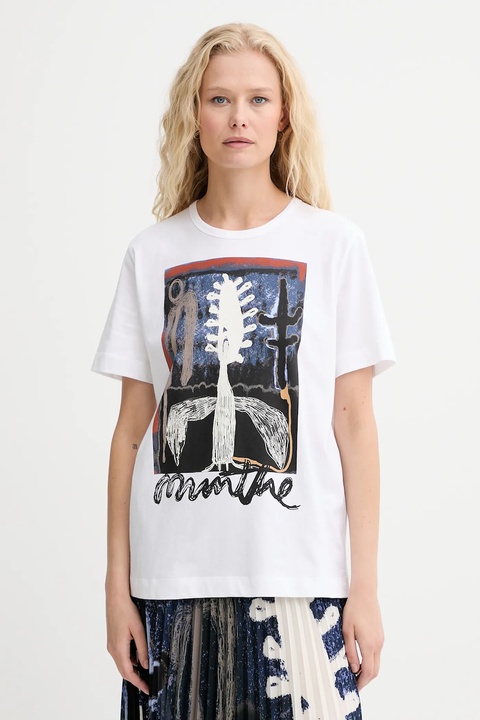 MUNTHE t-shirt bawełniany LACK damski kolor biały 253110025360 - zdjęcie produktu nr 1