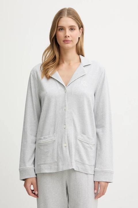 Lauren Ralph Lauren piżama bawełniana damska kolor szary bawełniana ILN92453 - zdjęcie produktu nr 2
