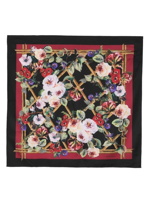 Dolce & Gabbana floral-print silk scarf - Black - zdjęcie produktu nr 1