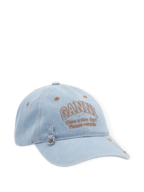 GANNI logo-embroidered denim cap - Blue - zdjęcie produktu nr 2