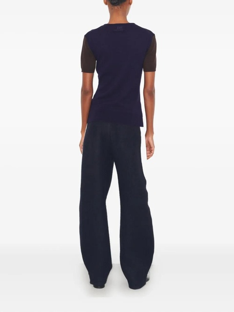 Tory Burch short-sleeve buttoned wool T-shirt - Blue - zdjęcie produktu nr 2