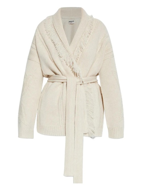 Zadig&Voltaire fringed belted cardigan - Neutrals - zdjęcie produktu nr 1
