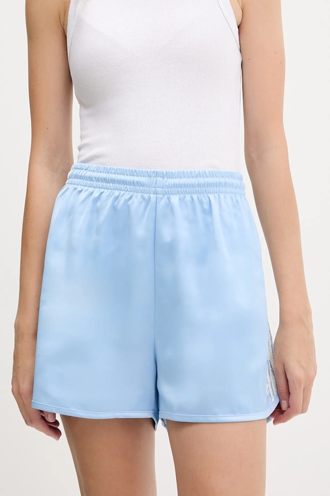 adidas Originals szorty Ruffle Shorts damskie kolor niebieski gładkie high waist KC8817 - zdjęcie produktu nr 2