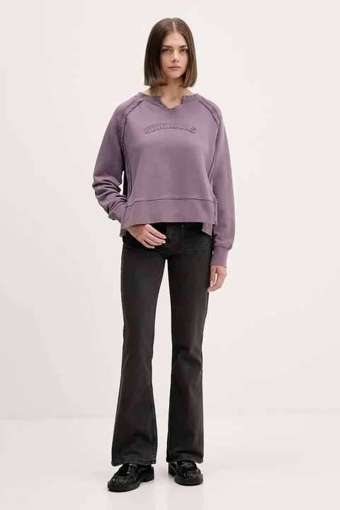 Guess Originals bluza bawełniana damska kolor fioletowy z aplikacją W5BQ27 KCPR1 - zdjęcie produktu nr 2