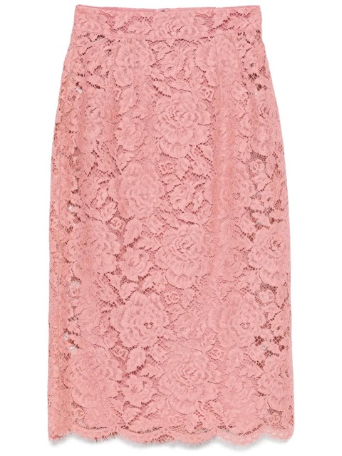 Dolce & Gabbana DNA logo-embroidered lace midi skirt - Pink - zdjęcie produktu nr 1