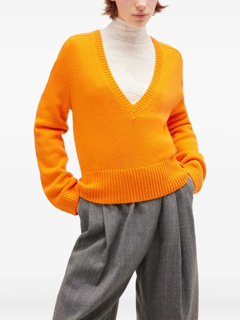 GANNI cashmere deep-V-neck sweater - Orange - zdjęcie produktu nr 2