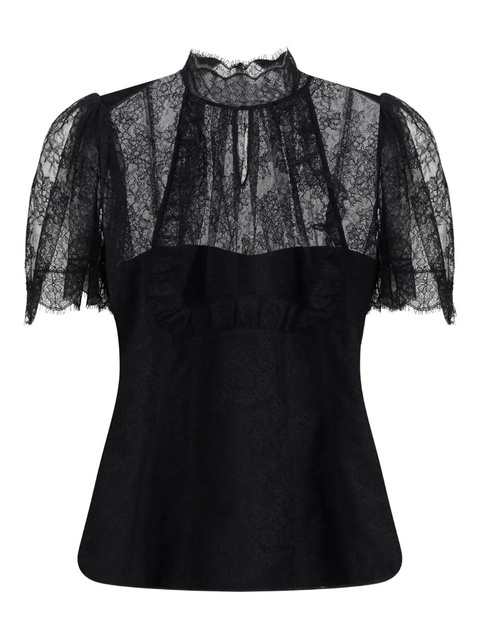Alexander McQueen high-neck ruffled lace top - Black - zdjęcie produktu nr 1