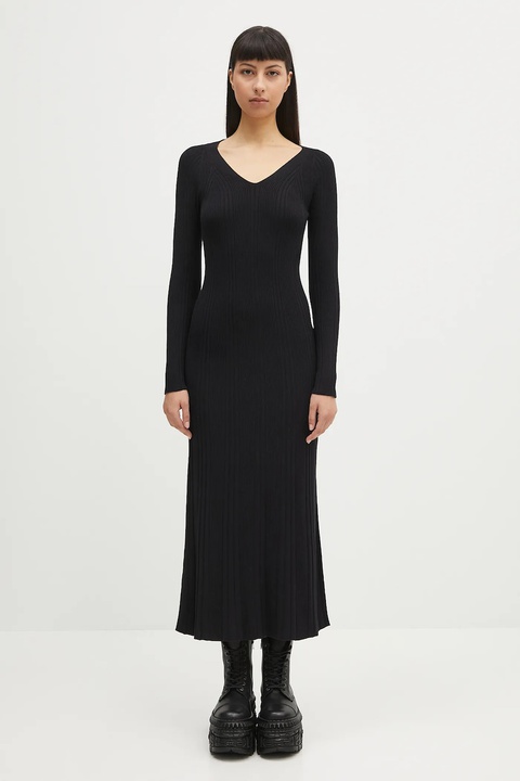 Samsoe Samsoe sukienka Sacheryl V-Neck kolor czarny maxi prosta F25100046 - zdjęcie produktu nr 1