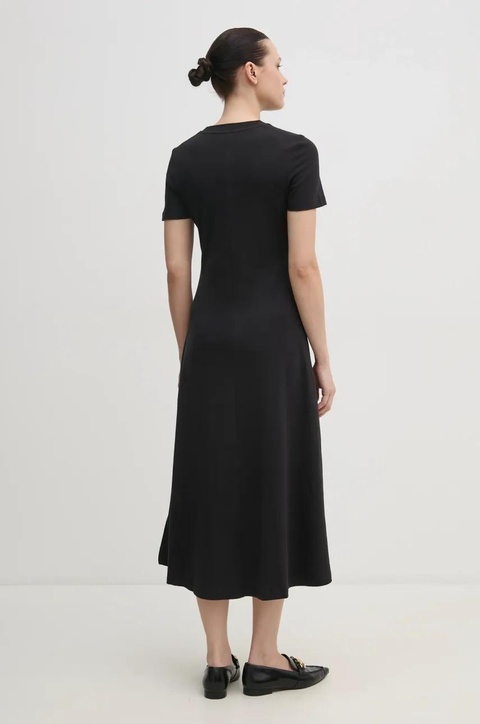 Tommy Hilfiger sukienka bawełniana kolor czarny midi rozkloszowana WW0WW44547 - zdjęcie produktu nr 2