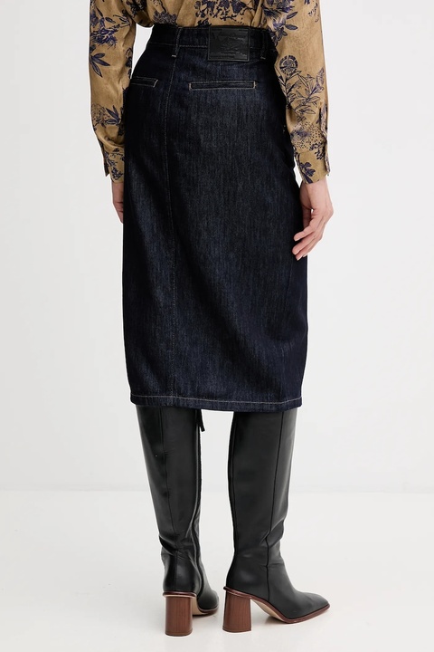 Sisley spódnica jeansowa kolor granatowy midi prosta 447ZL002U - zdjęcie produktu nr 2