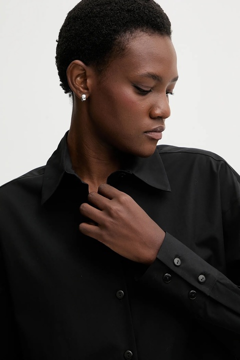 La Mania koszula bawełniana ZENITH damska kolor czarny relaxed z kołnierzykiem klasycznym ZENITH - zdjęcie produktu nr 2