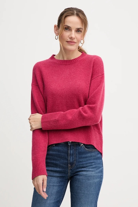 United Colors of Benetton sweter z dodatkiem wełny damski kolor różowy 1244D10BC - zdjęcie produktu nr 1