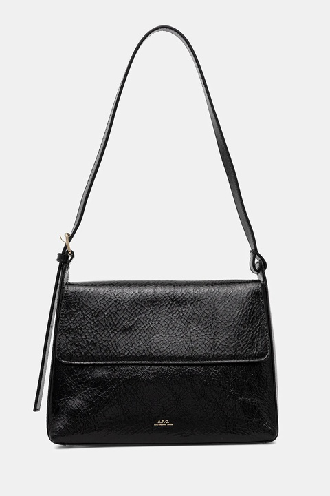 A.P.C. torebka skórzana sac virginie flap kolor czarny PXCCK.F61924 - zdjęcie produktu nr 1