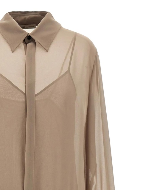 AMI Paris pleated midi shirt dress - Neutrals - zdjęcie produktu nr 2