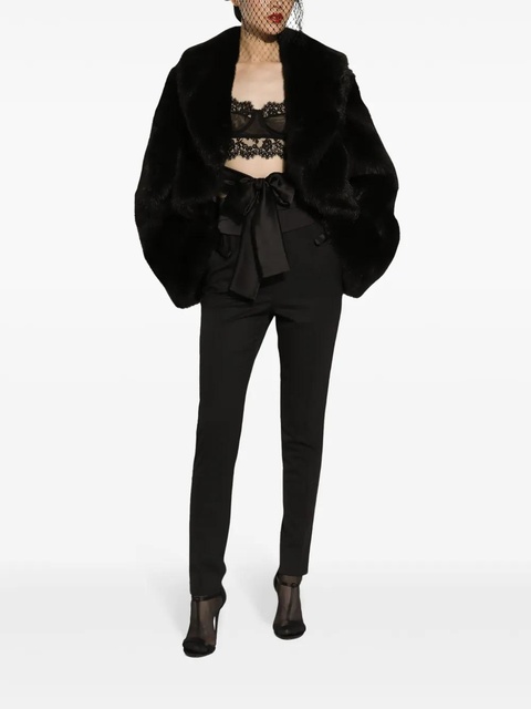 Dolce & Gabbana belted faux-fur jacket - Black - zdjęcie produktu nr 2