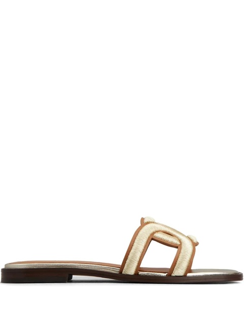 Tod's embroidered-strap leather sandals - Gold - zdjęcie produktu nr 1