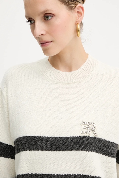 Ermanno Scervino sweter wełniany damski kolor beżowy 57TM066EA5AP - zdjęcie produktu nr 2