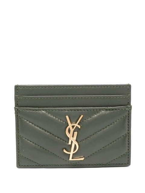 Saint Laurent quilted logo cardholder - Green - zdjęcie produktu nr 1