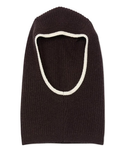 SANDRO ribbed contrast-trim balaclava - Brown - zdjęcie produktu nr 2