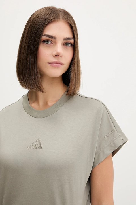 adidas t-shirt bawełniany All Szn damski kolor zielony JV9839 - zdjęcie produktu nr 2