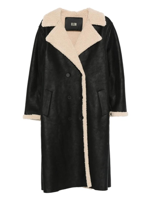 Eleh double-breasted fleece-trimmed coat - Black - zdjęcie produktu nr 1