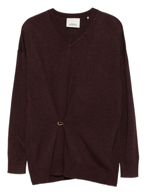ISABEL MARANT Chiraz V-neck ring-detail sweater - Red - zdjęcie produktu nr 1