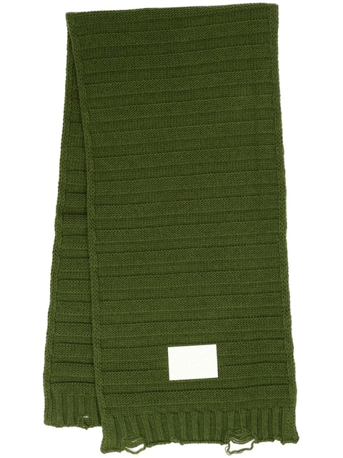 MM6 Maison Margiela logo-print knitted scarf - Green - zdjęcie produktu nr 1
