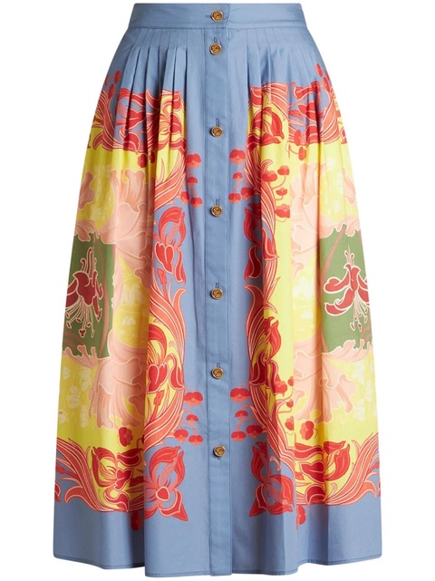 ETRO pleated button-down midi skirt - Blue - zdjęcie produktu nr 1