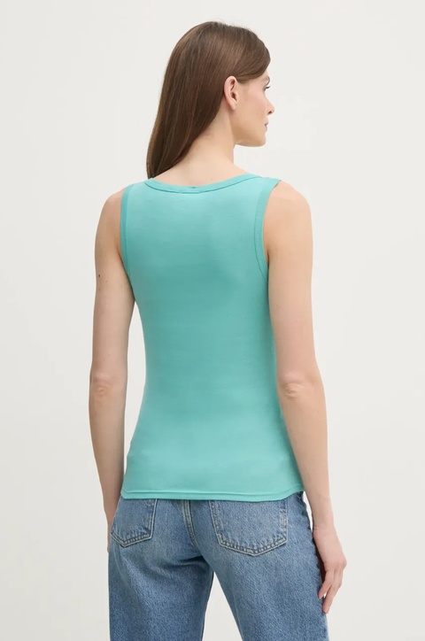United Colors of Benetton top bawełniany kolor turkusowy 3GA2DH010 - zdjęcie produktu nr 2