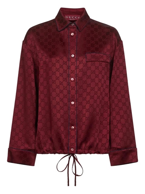 Gucci GG-pattern drawstring shirt - Red - zdjęcie produktu nr 1