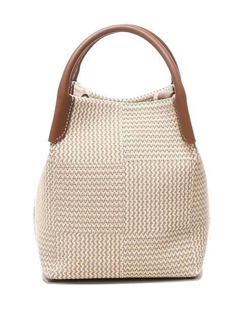 Loro Piana mini woven leather-trimmed tote bag - Neutrals - zdjęcie produktu nr 2