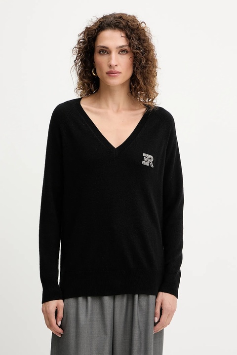 Ermanno Scervino sweter wełniany damski kolor czarny lekki 57TM055E52 - zdjęcie produktu nr 1