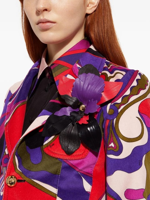 PUCCI leather flower brooch - Black - zdjęcie produktu nr 2