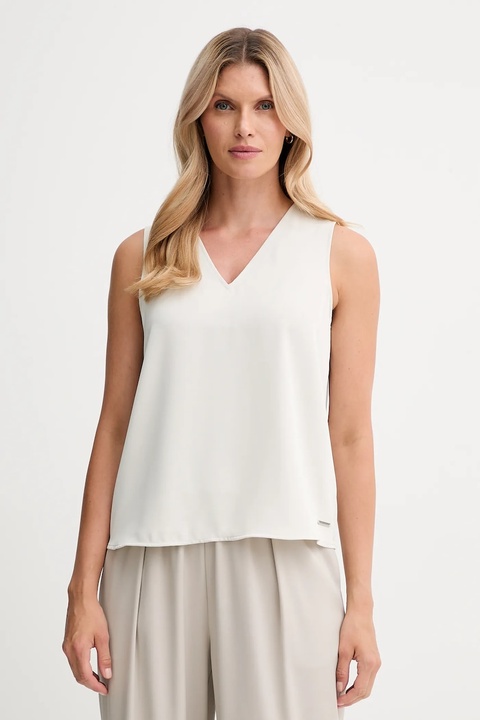 Calvin Klein bluzka damska kolor beżowy gładka LV044D164G - zdjęcie produktu nr 1