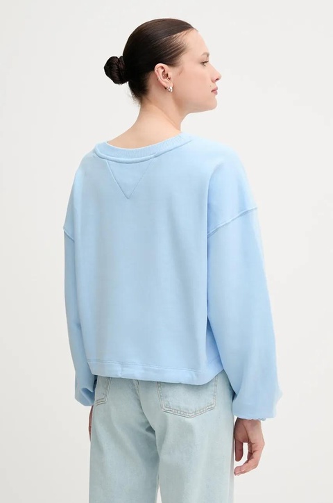 Tommy Jeans bluza bawełniana damska kolor niebieski gładka DW0DW21344 - zdjęcie produktu nr 2