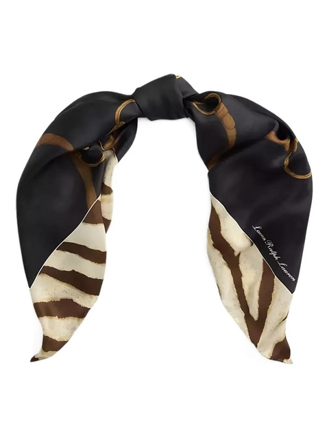 Lauren Ralph Lauren belting-print silk scarf - Black - zdjęcie produktu nr 1