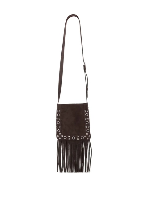 Valentino Garavani mirror-embellished fringe-trim shoulder bag - Brown - zdjęcie produktu nr 2