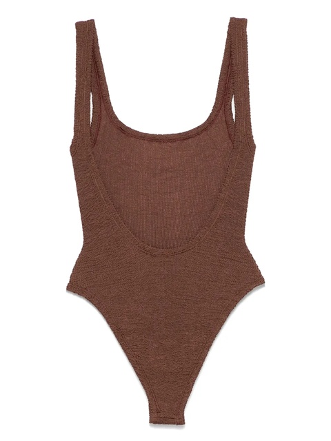 Hunza G square-neck crinkle-effect swimsuit - Brown - zdjęcie produktu nr 1