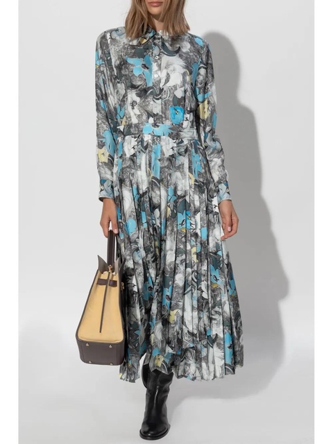 Tory Burch printed pleated midi dress - Blue - zdjęcie produktu nr 2